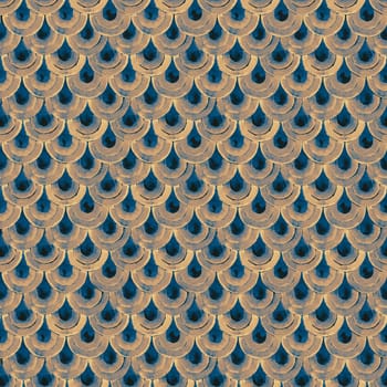 Japanese seamless pattern with scales. Geometric pattern. Fish scale pattern.