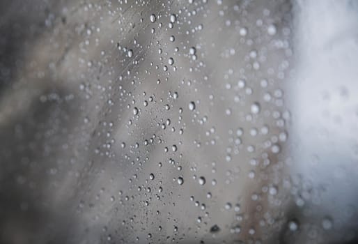 Raindrop on the window of the car.