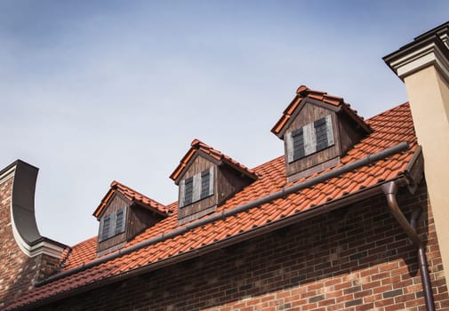 Attic on a building imitating an old house in the artificial city of Manufactura in Kiev