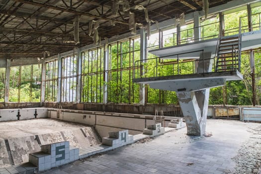 Empty abandoned pool in Pripyat Ukraine.