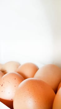 eggs in the refrigerator light up white background.