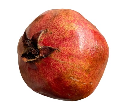 ripe pomegranate in different poses on a white background.