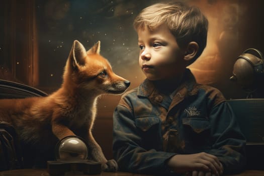 The Little Prince. Antoine Marie Roger de Saint Exupery. A timeless classic, a book, a story, for children and adults. Creative reproduction, young man, hero pilot.