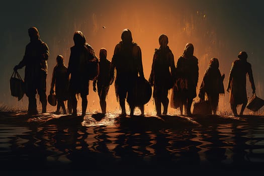 Refugee. Due to war, climate change, and global political issues, the refugee problem is gaining momentum. Hungry children, migrate to Europe, humanitarian demographic catastrophe. Crisis.