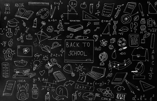 Back to school background from doodle illustrations. Let's go back to school doodle drawing.Paper background suitable for printing on fabric, wrapper. High quality illustration