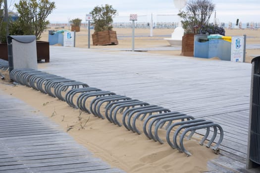 Emply place for a parking of bicycle near the beach.