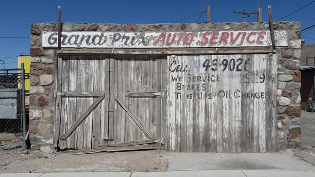 Old wooden car garage building