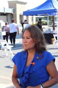 El Paso, Texas USA - August 3, 2020 US Representative Democrat Veronica Escobar U.S. representative attends the 1st August 3rd memorial at the Mexican Consulate