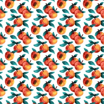 seamless pattern with peach fruits. Hand-drawn textured pattern with peaches