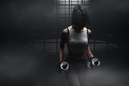 beautiful cute sports girl, fitness model, gym trainer, brutal, muscular athletic, bodybuilding lady sexy working out training pumping up muscles gaining weight and poses. healthy lifestyle