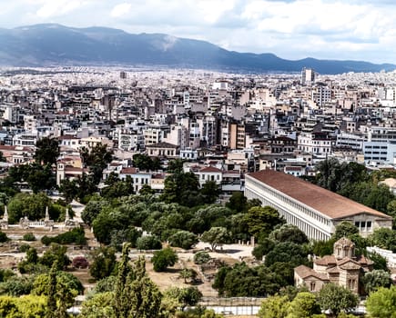 Panoramic view of the city of Athens, Greece