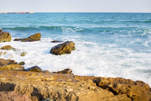 Stony sea coast of Bulgaria-sun, sea, beach