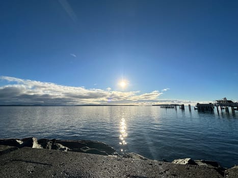 Sidney waterfront seawall on Vancouver Island, British Columbia, Canada