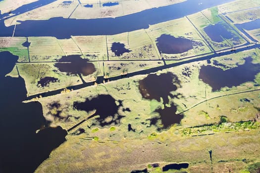 Aerial photographic documentation of the marshy area of Lake Massaciuccoli Tuscany 