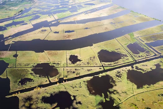 Aerial photographic documentation of the marshy area of Lake Massaciuccoli Tuscany 