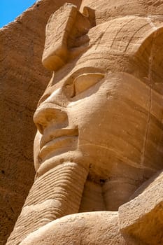 Abu Simbel, Aswan, Egypt - April 18 2008: The colossuses of Ramses II of the archaeological site of Abu Simbel, Aswan, Egypt