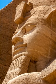 Abu Simbel, Aswan, Egypt - April 18 2008: The colossuses of Ramses II of the archaeological site of Abu Simbel, Aswan, Egypt