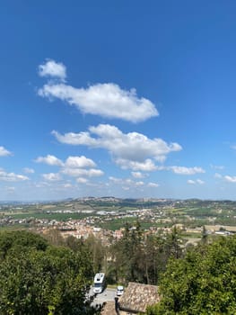Scenic View of Camerano village near Mount Conero and Riviera from Loreto, Le Marche, Italy panorama