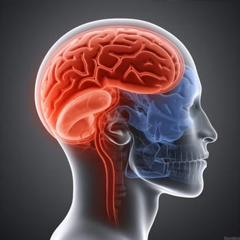 neck healthcare science head cephalalgia red care anatomy health scan blue medicine medical headache x-ray stress pain brain ray view idea. Generative AI.