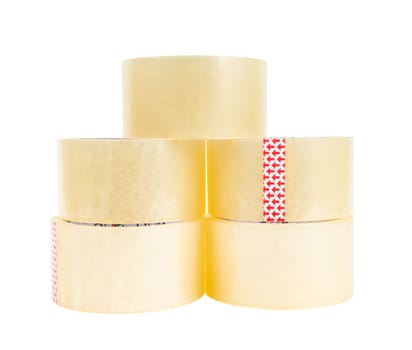 Rolls of adhesive tape. Isolated on white background. Clipping path is saved.