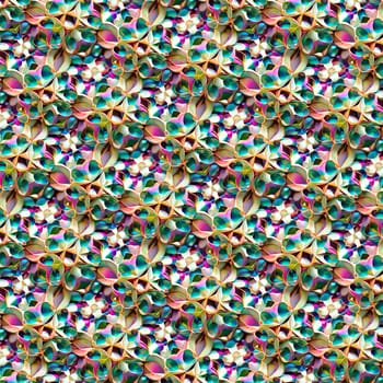 A beautiful seamless pattern consisting of colored decors. High quality photo