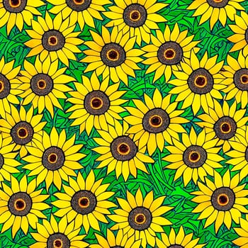 A beautiful seamless pattern consisting of a sunflower. High quality photo