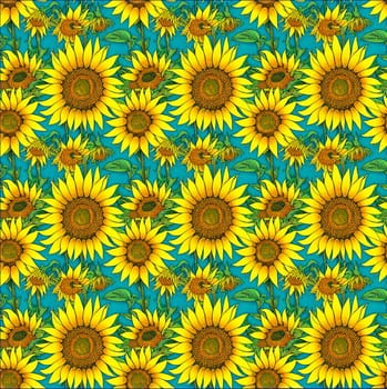A beautiful seamless pattern consisting of a sunflower. High quality photo