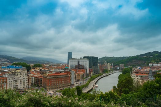 View of the city of Bilbao top view, Basque Country, Spain