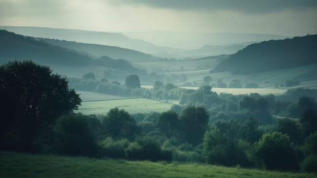 Beautiful scenic landscapes with mountains in Europe. Generative AI.