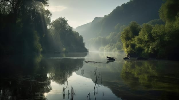 Beautiful scenic landscapes with mountains in Europe. Generative AI.