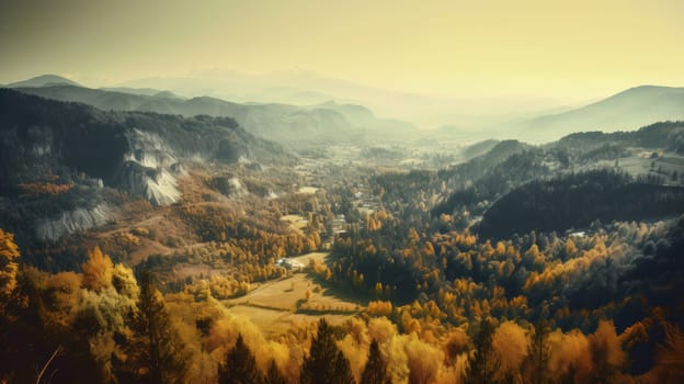 Beautiful scenic landscapes with mountains in Europe. Generative AI.