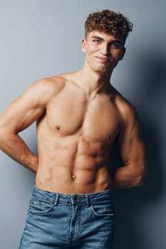 man body strong naked background health curly fashion healthy care abs model bodybuilder torso shirtless adult beauty young muscle