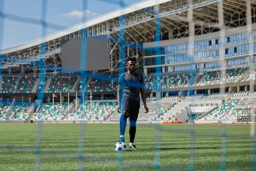 Football, soccer goal net with green grass background