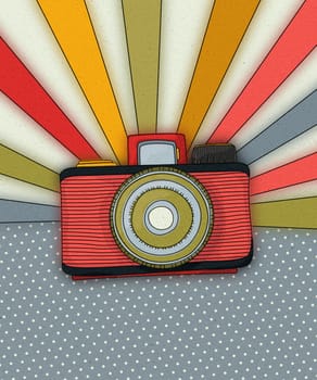 Vintage camera card, copy space background layout, vintage illustration
