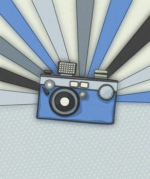 Vintage camera card, copy space background layout, vintage illustration