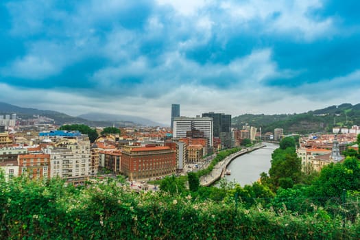 View of the city of Bilbao top view