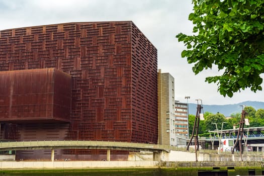 facade details of Euskalduna Conference Centre and Concert Hall Bilbao, Spain