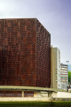 facade details of Euskalduna Conference Centre and Concert Hall Bilbao, Spain