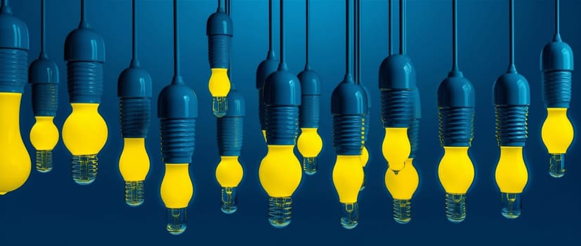 equipment bright light background electrical illustration bulb shape energy concept abstract invention design power success blue idea yellow creative technology electric. Generative AI.
