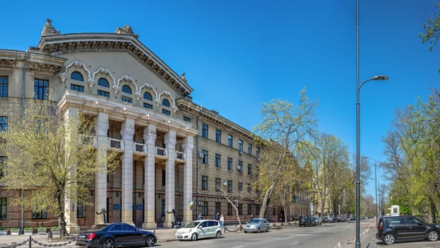 Odessa, Ukraine 18.04.2023. Historical building on the Marazlievskaya street in Odessa, Ukraine, on a sunny spring day