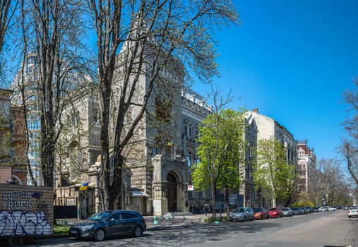 Odessa, Ukraine 18.04.2023. Historical building on the Marazlievskaya street in Odessa, Ukraine, on a sunny spring day