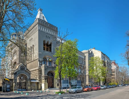Odessa, Ukraine 18.04.2023. Historical building on the Marazlievskaya street in Odessa, Ukraine, on a sunny spring day
