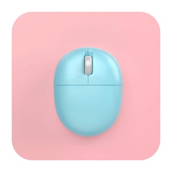 Simple wireless computer mouse on mouse pad, top view