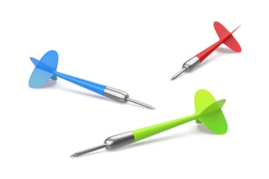 Three arrows with different colors on white background