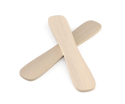 Wooden ice cream sticks on white background