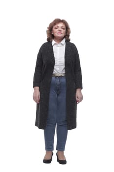 in full growth. Mature woman in casual clothes. isolated on a white background
