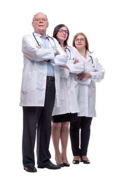 in full growth. diverse medical professionals standing together. isolated on a white