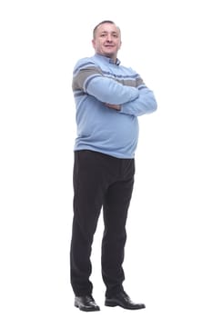 in full growth. portrait of a smiling mature man . isolated on a white background