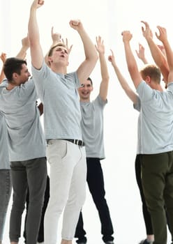 group of diverse young people showing their unity. photo with copy space