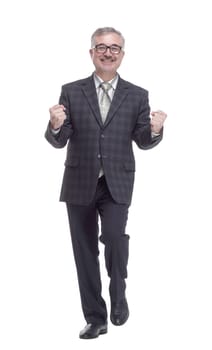 in full growth. a very happy, attractive man . isolated on a white background